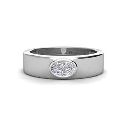Jason x Oval Shape White Sapphire Wedding Ring Oval Shape x White Sapphire ct Solitaire Unisex Wedding Ring K White Gold