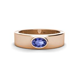Jason x Oval Shape Iolite Wedding Ring Oval Shape x Iolite ct Solitaire Unisex Wedding Ring K Rose Gold