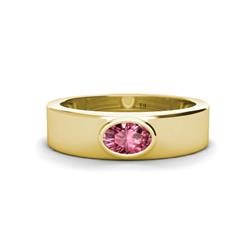 Jason x Oval Shape Pink Tourmaline Wedding Ring Oval Shape x Pink Tourmaline ct Solitaire Unisex Wedding Ring K Yellow Gold