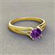 3 - Flora 6.50 mm Round Amethyst Solitaire Engagement Ring 