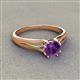 3 - Flora 6.50 mm Round Amethyst Solitaire Engagement Ring 