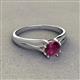 3 - Flora 6.50 mm Round Rhodolite Garnet Solitaire Engagement Ring 