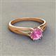 3 - Flora 6.00 mm Round Lab Created Pink Sapphire Solitaire Engagement Ring 