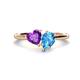 1 - Sasha Heart Shape Amethyst & Pear Shape Blue Topaz 2 Stone Duo Ring 