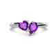 1 - Sasha Heart & Pear Shape Amethyst 2 Stone Duo Ring 