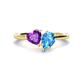 1 - Sasha Heart Shape Amethyst & Pear Shape Blue Topaz 2 Stone Duo Ring 