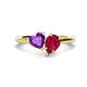 1 - Sasha Heart Shape Amethyst & Pear Shape Lab Created Ruby 2 Stone Duo Ring 