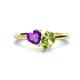 1 - Sasha Heart Shape Amethyst & Pear Shape Peridot 2 Stone Duo Ring 