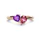 1 - Sasha Heart Shape Amethyst & Pear Shape Pink Tourmaline 2 Stone Duo Ring 