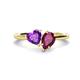 1 - Sasha Heart Shape Amethyst & Pear Shape Rhodolite Garnet 2 Stone Duo Ring 