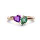 1 - Sasha Heart Shape Amethyst & Pear Shape Lab Created Alexandrite 2 Stone Duo Ring 