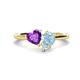 1 - Sasha Heart Shape Amethyst & Pear Shape Aquamarine 2 Stone Duo Ring 