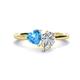 1 - Sasha IGI Certified Pear Shape Lab Grown Diamond & Heart Shape Blue Topaz 2 Stone Duo Ring 