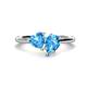 1 - Sasha Heart & Pear Shape Blue Topaz 2 Stone Duo Ring 