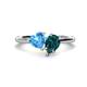 1 - Sasha Heart Shape Blue Topaz & Pear Shape London Blue Topaz 2 Stone Duo Ring 