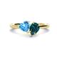 1 - Sasha Heart Shape Blue Topaz & Pear Shape London Blue Topaz 2 Stone Duo Ring 