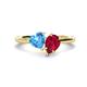 1 - Sasha Heart Shape Blue Topaz & Pear Shape Lab Created Ruby 2 Stone Duo Ring 