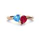 1 - Sasha Heart Shape Blue Topaz & Pear Shape Lab Created Ruby 2 Stone Duo Ring 