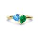 1 - Sasha Heart Shape Blue Topaz & Pear Shape Lab Created Emerald 2 Stone Duo Ring 
