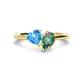 1 - Sasha Heart Shape Blue Topaz & Pear Shape Lab Created Alexandrite 2 Stone Duo Ring 