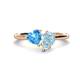 1 - Sasha Heart Shape Blue Topaz & Pear Shape Aquamarine 2 Stone Duo Ring 