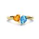 1 - Sasha Heart Shape Citrine & Pear Shape Blue Topaz 2 Stone Duo Ring 