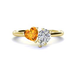 Sasha GIA Certified Pear Shape Diamond Heart Shape Citrine Stone Duo Ring GIA Certified Pear Shape Diamond Heart Shape Citrine ctw Four Prong Womens Stone Duo Engagement Ring K Yellow Gold