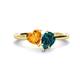 1 - Sasha Heart Shape Citrine & Pear Shape London Blue Topaz 2 Stone Duo Ring 