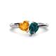 1 - Sasha Heart Shape Citrine & Pear Shape London Blue Topaz 2 Stone Duo Ring 