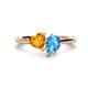 1 - Sasha Heart Shape Citrine & Pear Shape Blue Topaz 2 Stone Duo Ring 