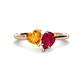 1 - Sasha Heart Shape Citrine & Pear Shape Lab Created Ruby 2 Stone Duo Ring 