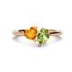 1 - Sasha Heart Shape Citrine & Pear Shape Peridot 2 Stone Duo Ring 