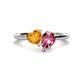 1 - Sasha Heart Shape Citrine & Pear Shape Pink Tourmaline 2 Stone Duo Ring 