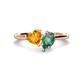 1 - Sasha Heart Shape Citrine & Pear Shape Lab Created Alexandrite 2 Stone Duo Ring 