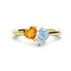 1 - Sasha Heart Shape Citrine & Pear Shape Aquamarine 2 Stone Duo Ring 