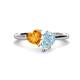 1 - Sasha Heart Shape Citrine & Pear Shape Aquamarine 2 Stone Duo Ring 