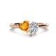 1 - Sasha IGI Certified Pear Shape Lab Grown Diamond & Heart Shape Citrine 2 Stone Duo Ring 