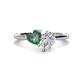 1 - Sasha IGI Certified Pear Shape Lab Grown Diamond & Heart Shape Lab Created Alexandrite 2 Stone Duo Ring 