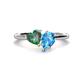 1 - Sasha Heart Shape Lab Created Alexandrite & Pear Shape Blue Topaz 2 Stone Duo Ring 