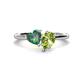 1 - Sasha Heart Shape Lab Created Alexandrite & Pear Shape Peridot 2 Stone Duo Ring 