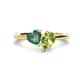 1 - Sasha Heart Shape Lab Created Alexandrite & Pear Shape Peridot 2 Stone Duo Ring 