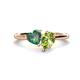 1 - Sasha Heart Shape Lab Created Alexandrite & Pear Shape Peridot 2 Stone Duo Ring 