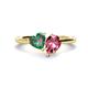 1 - Sasha Heart Shape Lab Created Alexandrite & Pear Shape Pink Tourmaline 2 Stone Duo Ring 