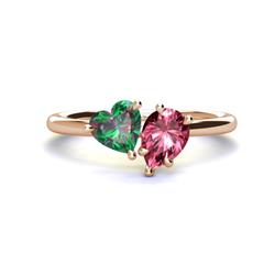 Sasha Heart Shape Lab Created Alexandrite Pear Shape Pink Tourmaline Stone Duo Ring Heart Shape Lab Created Alexandrite Pear Shape Pink Tourmaline ctw Four Prong Womens Stone Duo Engagement Ring K Rose Gold