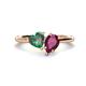 1 - Sasha Heart Shape Lab Created Alexandrite & Pear Shape Rhodolite Garnet 2 Stone Duo Ring 