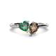 1 - Sasha Heart Shape Lab Created Alexandrite & Pear Shape Smoky Quartz 2 Stone Duo Ring 