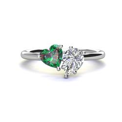 Sasha IGI Certified Pear Shape Lab Grown Diamond Heart Shape Lab Created Alexandrite Stone Duo Ring IGI Certified Pear Shape Lab Grown Diamond Heart Shape Lab Created Alexandrite ctw Four Prong Womens Stone Duo Engagement Ring K White Gold
