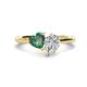 1 - Sasha Heart Shape Lab Created Alexandrite & Pear Shape Forever Brilliant Moissanite 2 Stone Duo Ring 