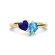 1 - Sasha Heart Shape Lab Created Blue Sapphire & Pear Shape Blue Topaz 2 Stone Duo Ring 