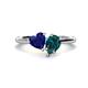 1 - Sasha Heart Shape Lab Created Blue Sapphire & Pear Shape London Blue Topaz 2 Stone Duo Ring 